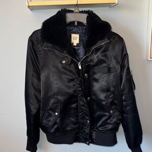 GAP Shiny Black Bomber Jacket